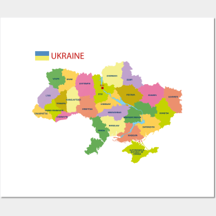 Administrative map of Ukraine Posters and Art
